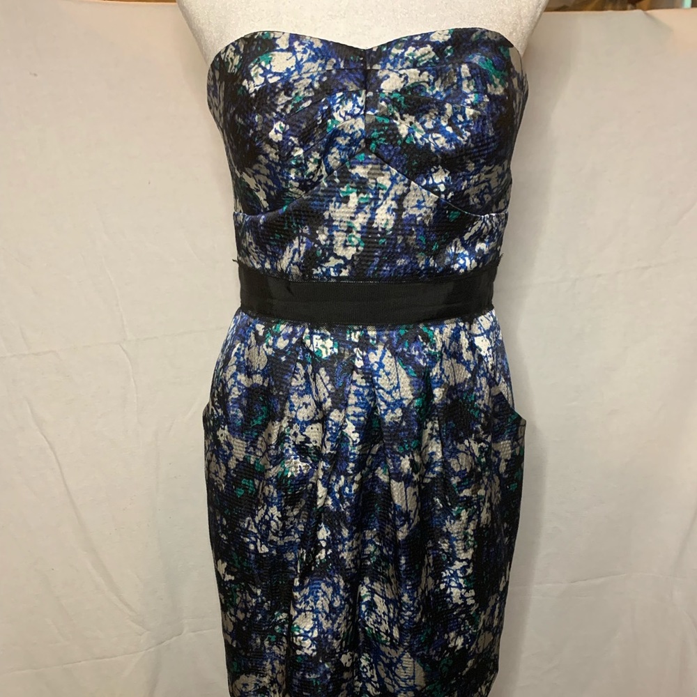 Max & Cleo Blue Strapless Cocktail Dress